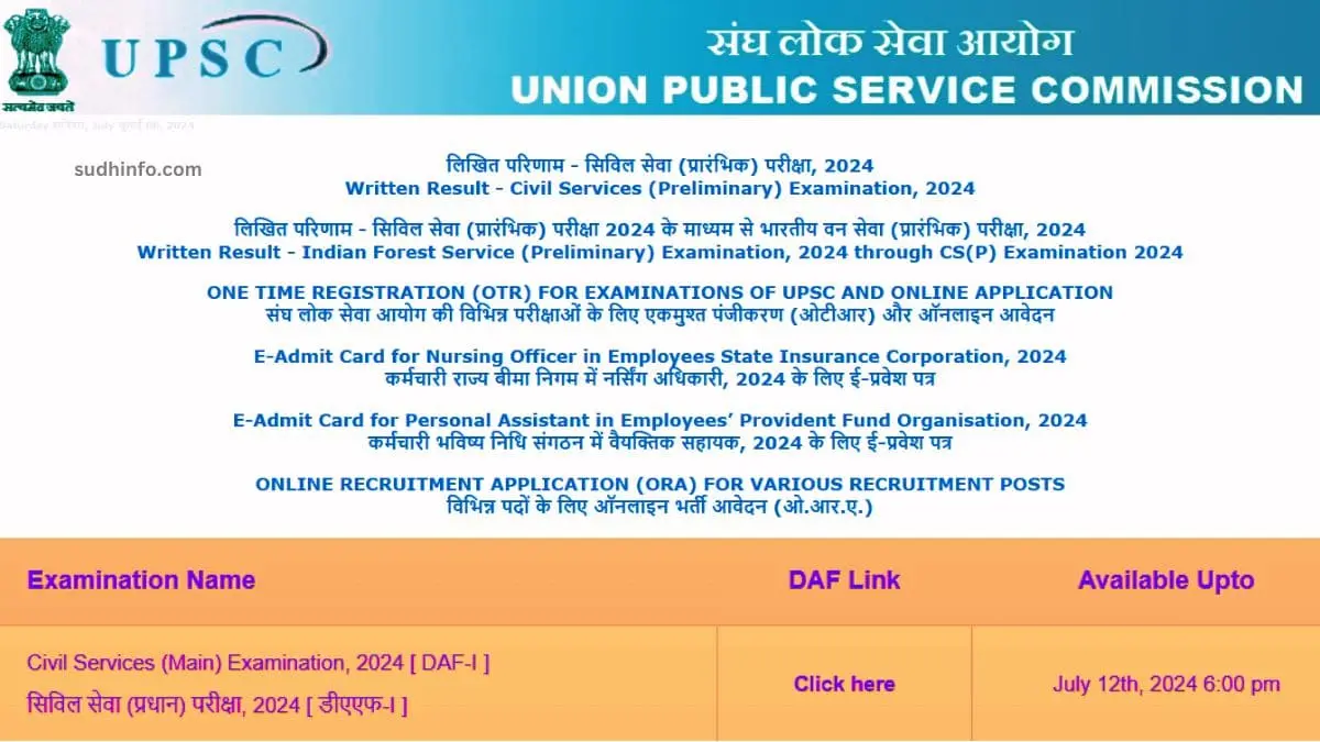 UPSC Civil Services Mains Online Form 2024 Apply